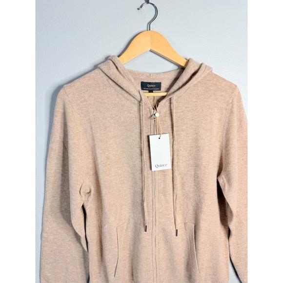 Quince Mongolian Cashmere Full-Zip Hoodie Large Oatmeal NWT - Picture 6 of 7